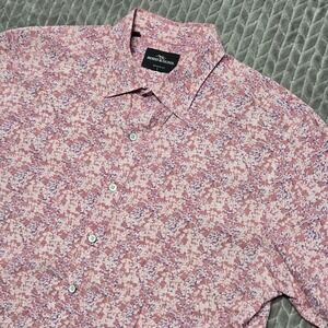 Rodd & Gunn Mens XL Sports Fit Pink Floral Short Sleeve Cotton Button Up Shirt